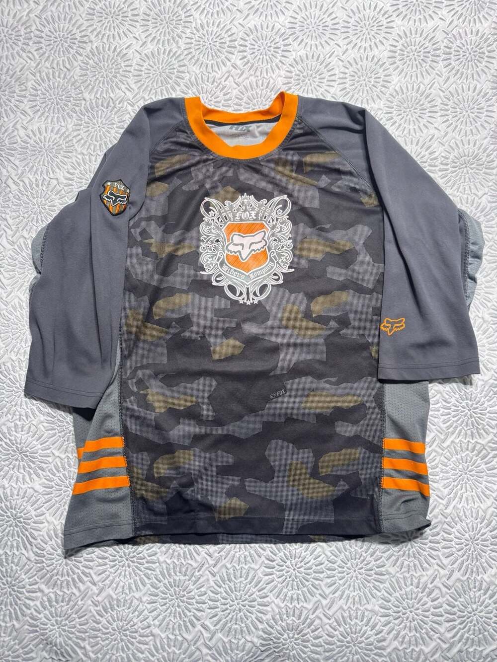 Fox Racing Grey Camouflage 3/4 Sleeve Motocross MTB Jersey Size L